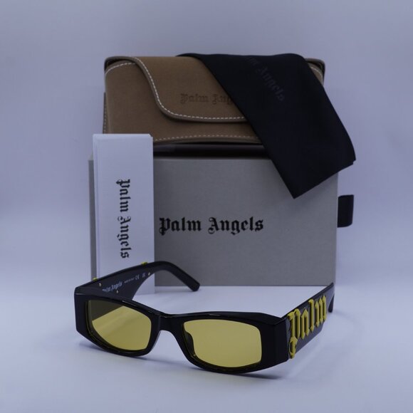 Palm Angels PERI007 ANGEL 1018 Rectangle Sunglasses - Black/Yellow - Picture 5 of 11